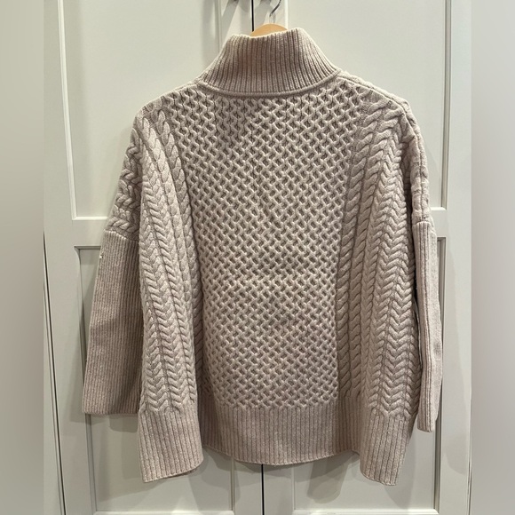 AYR Ivory Le Square Kable Knit Mock Neck Sweater Size Small 100% wool fisherman - Picture 6 of 10